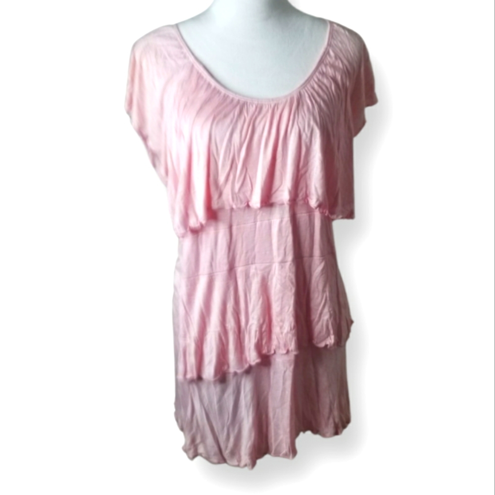 🦋French Atmosphere Tiered Front Soft Pink Top
